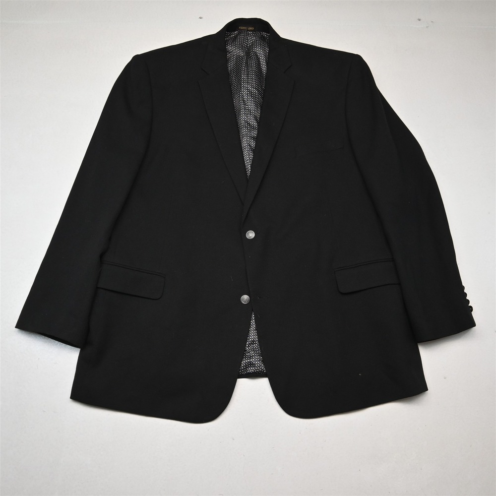 Pierre Loren 50L Black Hopsack Silver Button Mens Blazer Suit Jacket Sport Coat